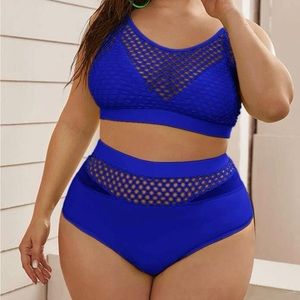 Blue Mesh Women's Swimwear Set